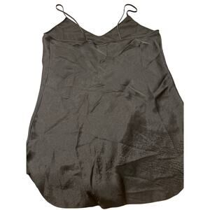 Vintage Black Satin Full Slip Nightgown Lingerie Spaghetti Strap